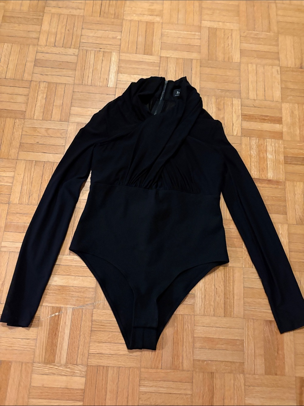 Bardot Black Long-Sleeve One-Piece bodysuit